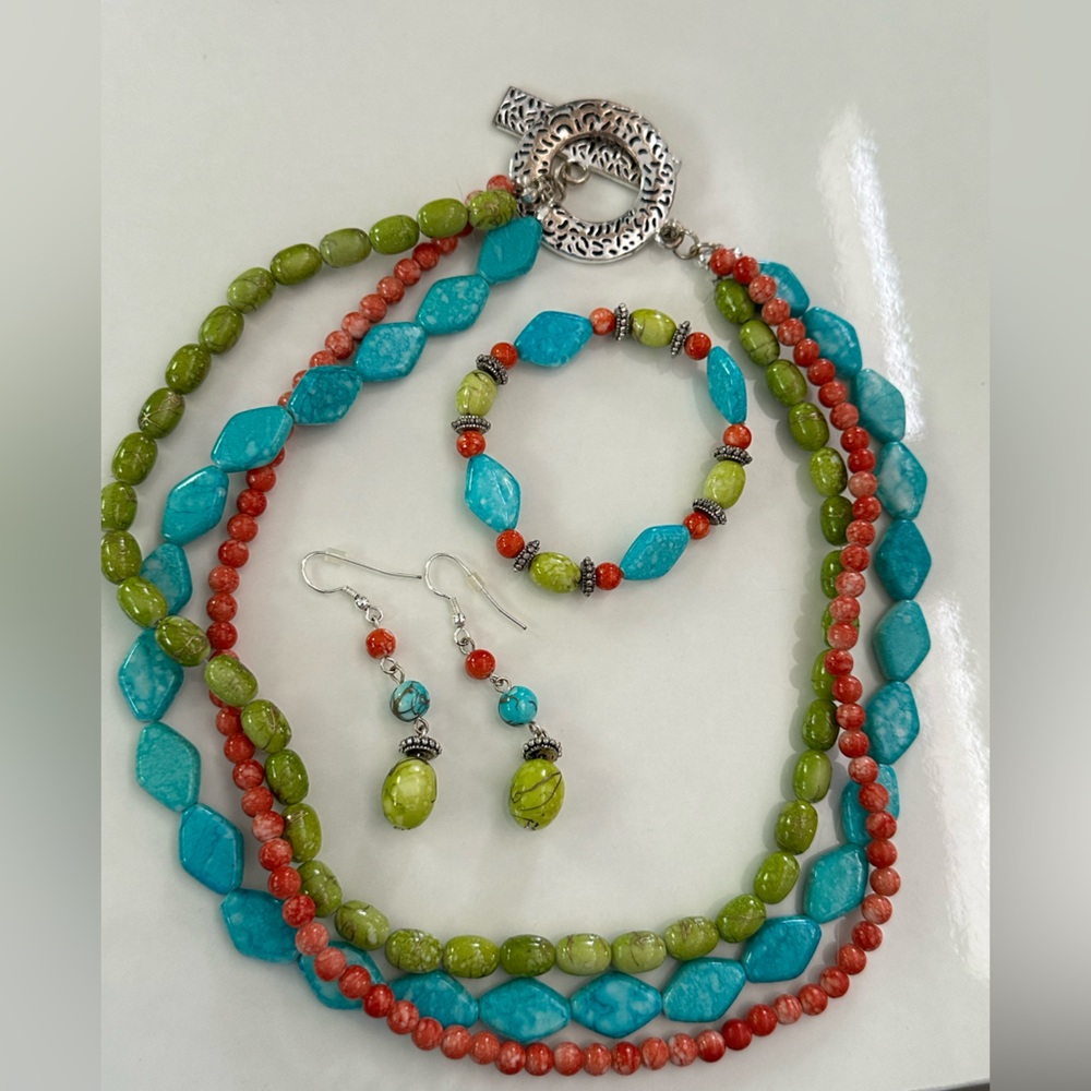 Premier Designs Beaded Jewelry Set – Necklace, Bracelet & Earrings NIB 💎
